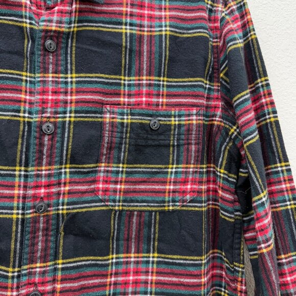 J Crew Factory Holiday Plaid Flannel Long Sleeve Button Up Shirt Mens size Large - Picture 3 of 6